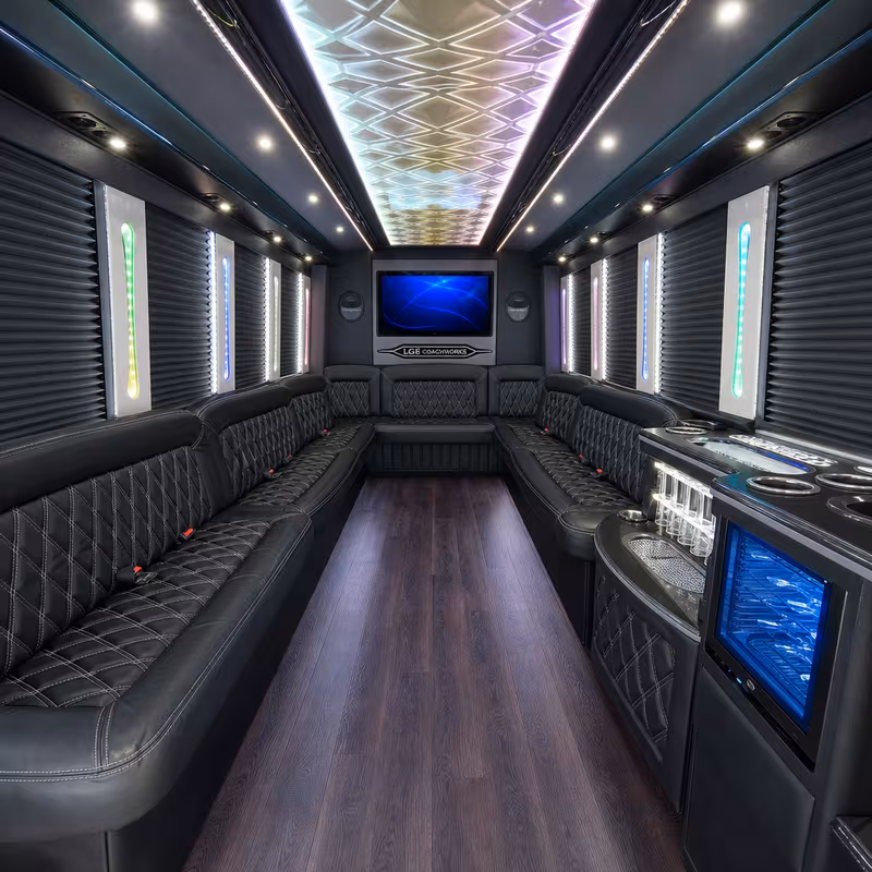 15 Passenger Party Bus Interior