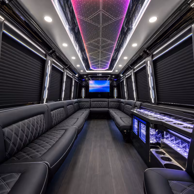 15 Passenger Party Bus Interior