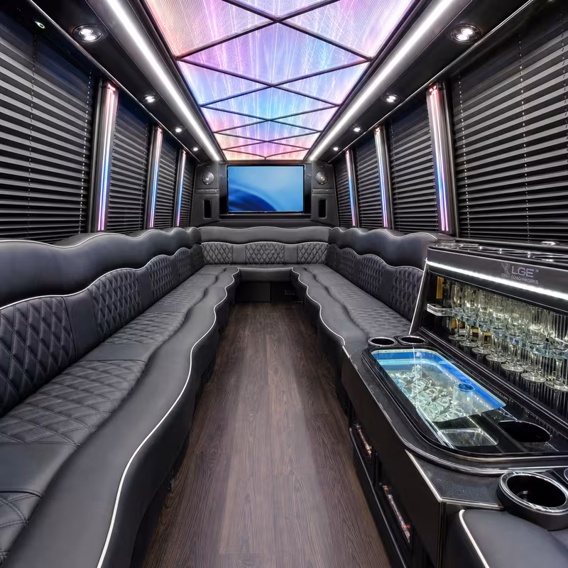 18 Passenger Party Bus Interior
