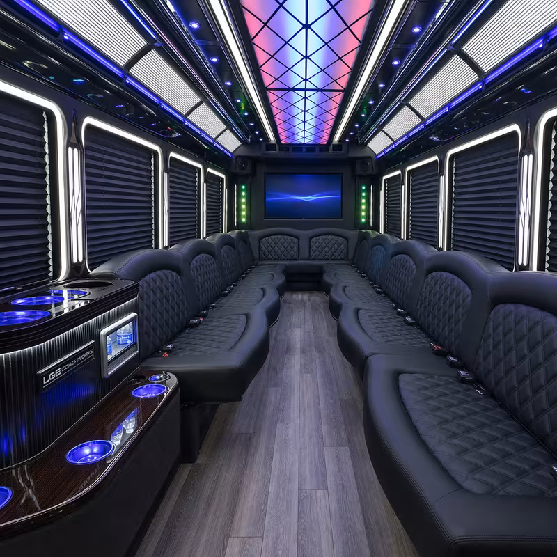 25 Passenger Party Bus Interior