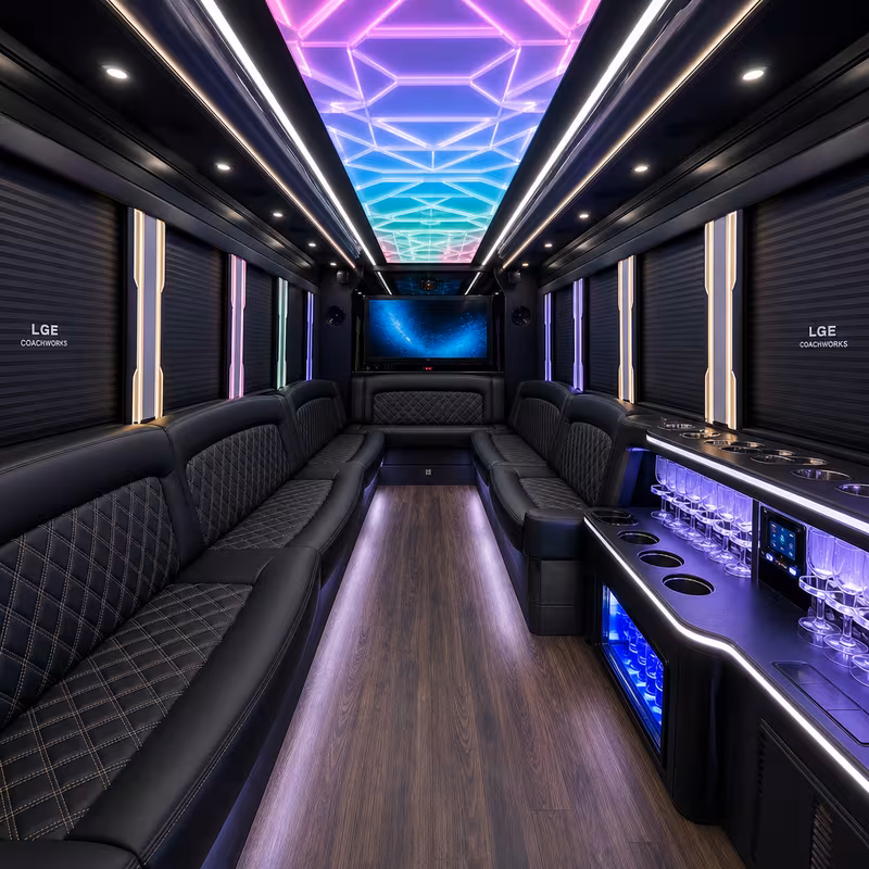 25 Passenger Party Bus Interior