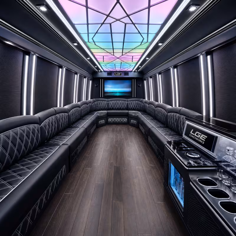 28 Passenger Party Bus Interior