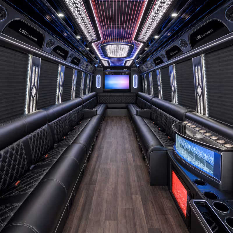 28 Passenger Party Bus Interior