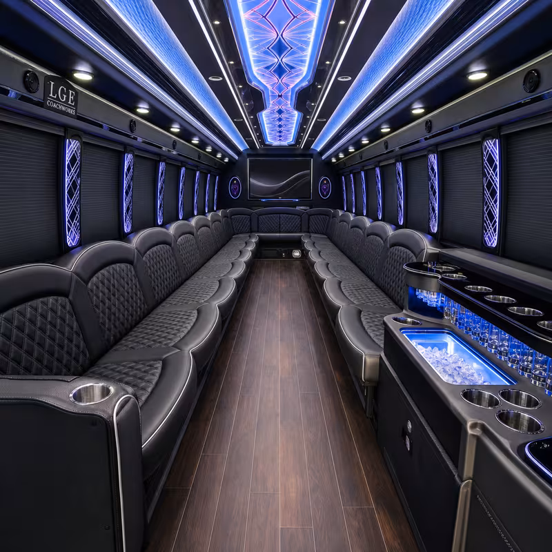 40 Passenger Party Bus Interior