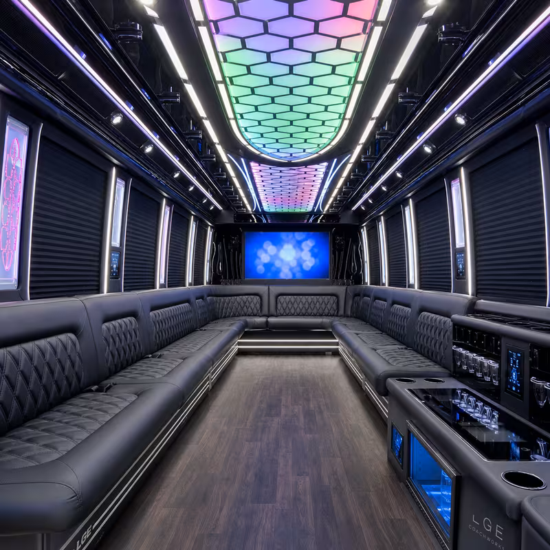 40 Passenger Party Bus Interior