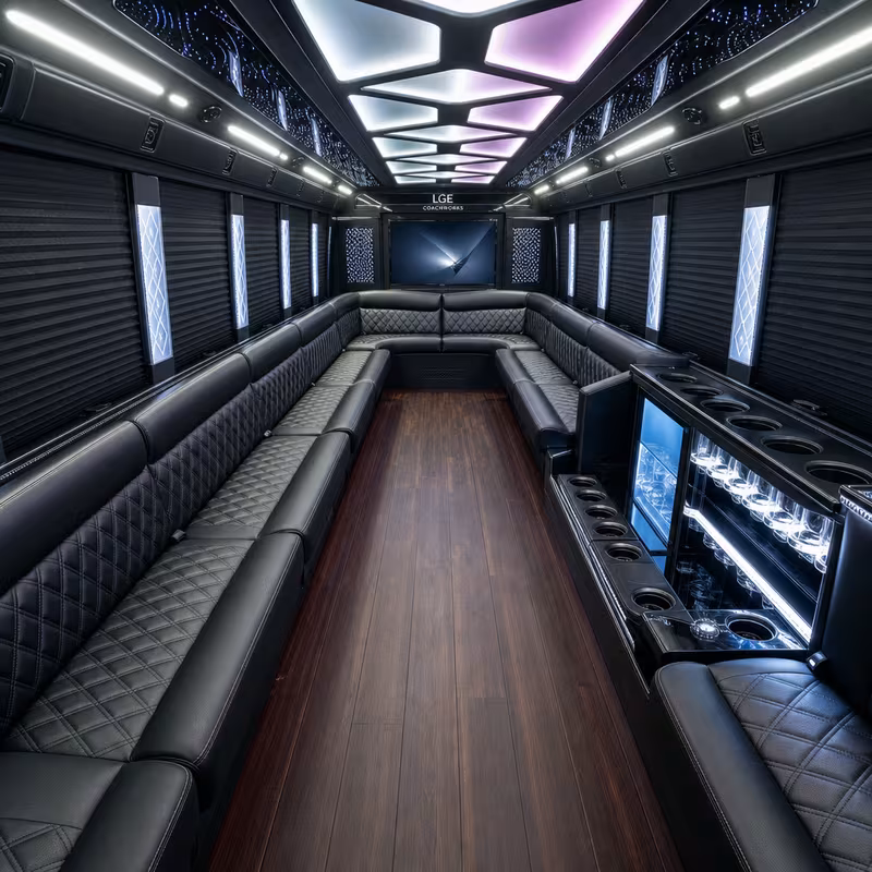 50 Passenger Party Bus Interior