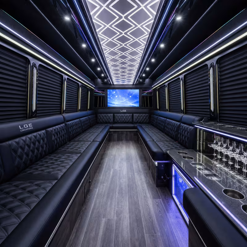 50 Passenger Party Bus Interior