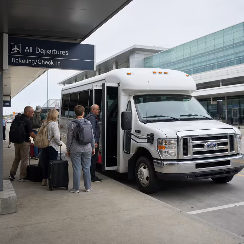 Black Mercedes Sprinter van staged for an Sioux Falls Airport Transportation group