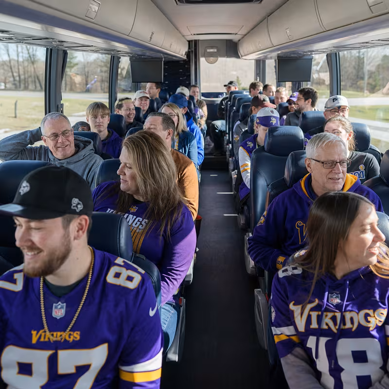 Passenger seating aboard a Sioux Falls party bus rental