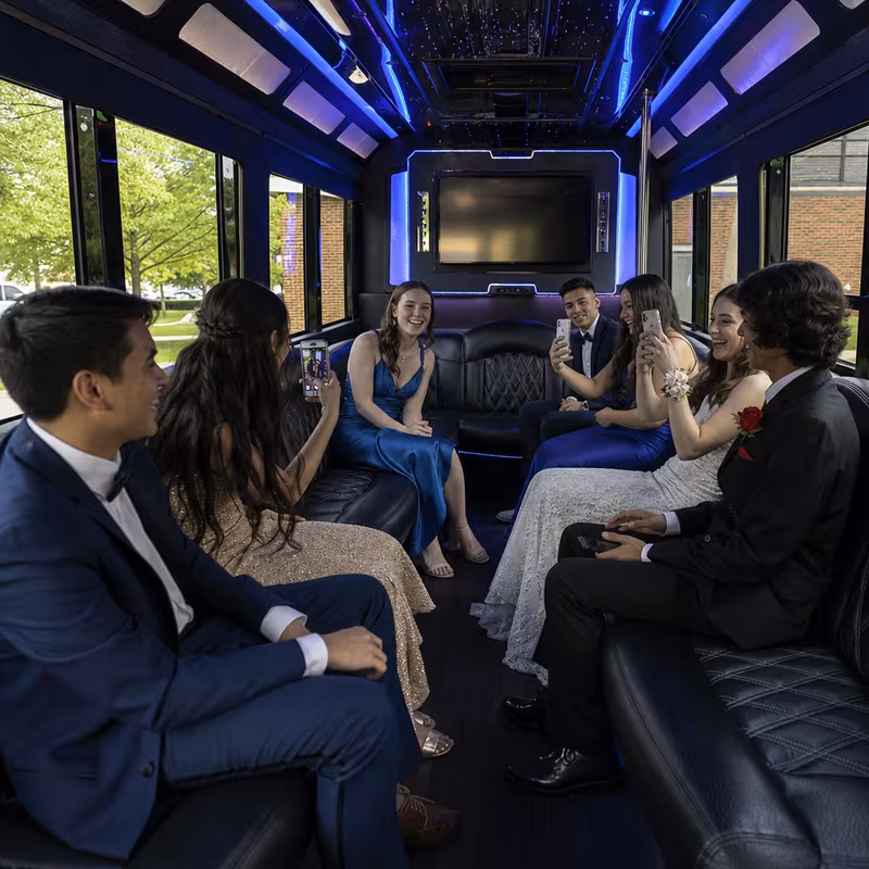 Black Mercedes Sprinter van staged for an Sioux Falls Prom & Homecoming Transportation group
