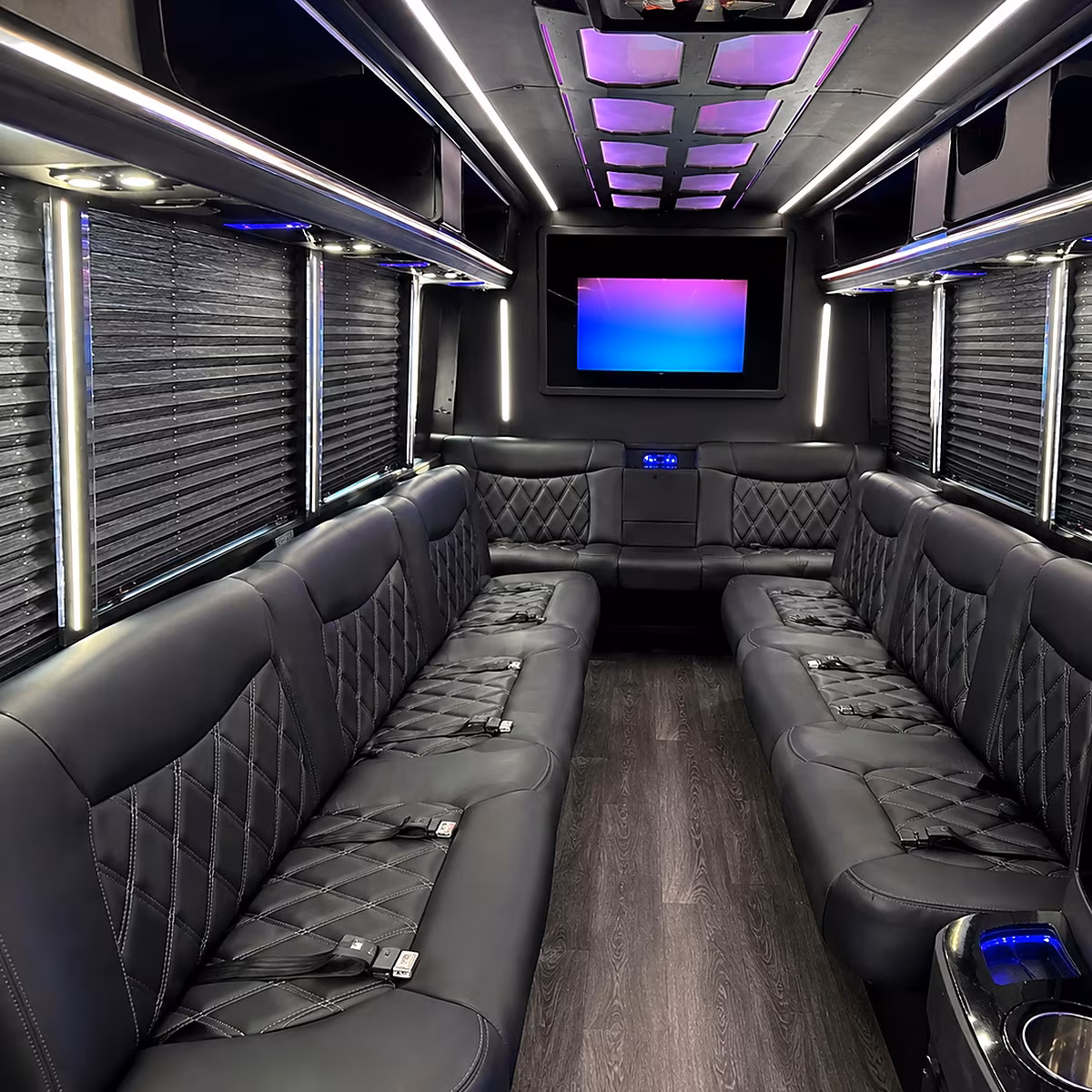 Sioux Falls Birthday, Sweet 16, & Quinceañera Transportation party bus interior